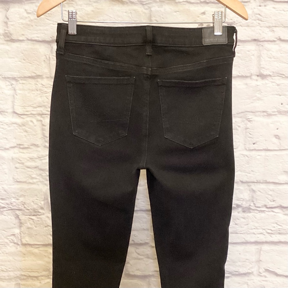 American Eagle 8 Long High Rise Jeggings Black Skinny Women’s Jeans Stretch - Picture 6 of 11